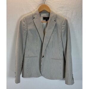 J. Crew Women's Black Pinstripe One-Button Blazer Size 6P office preppy‎